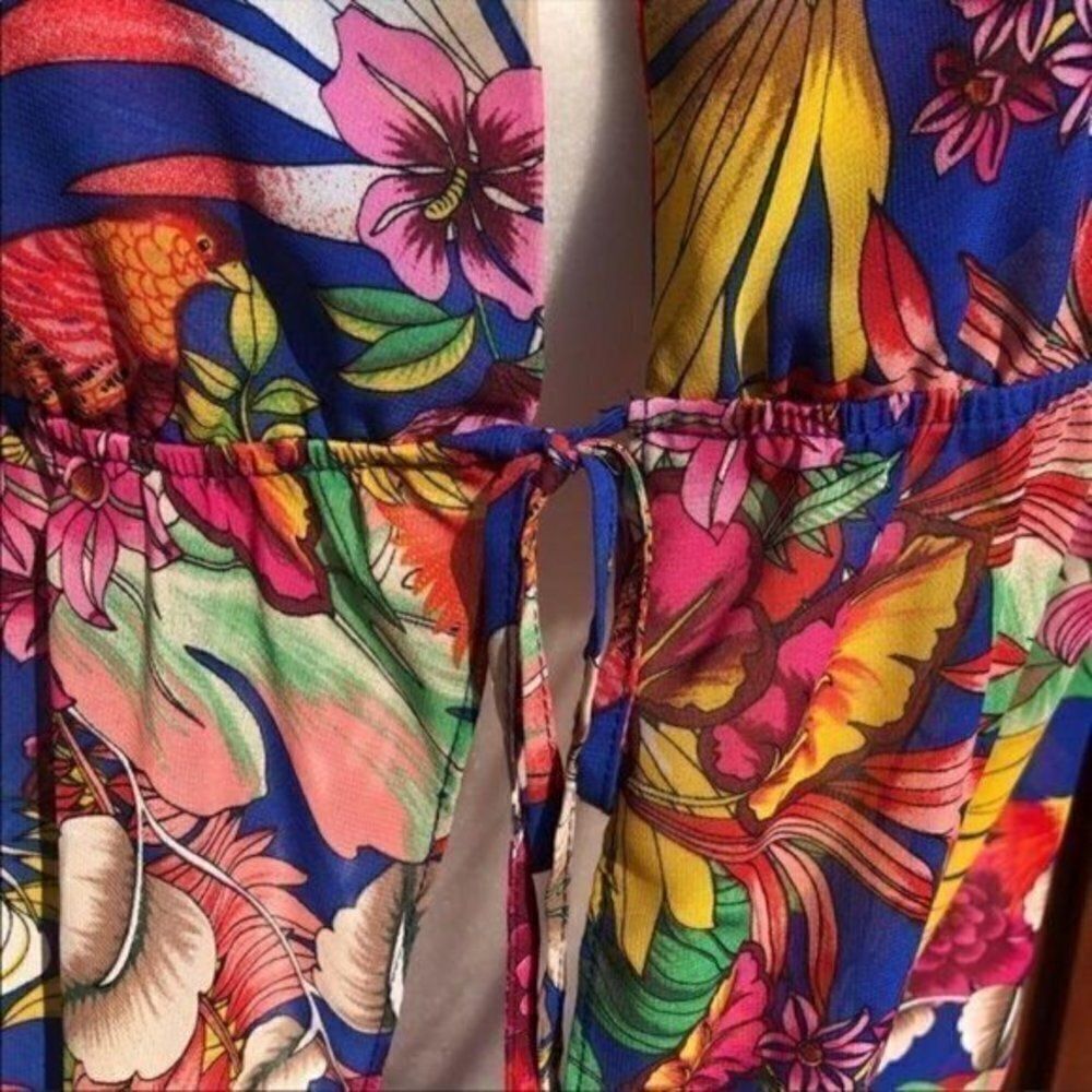 Francesca’s NEW Floral Tropical Halter Swimsuit Cover Up Maxi Dress Size M/L - Picture 3 of 4